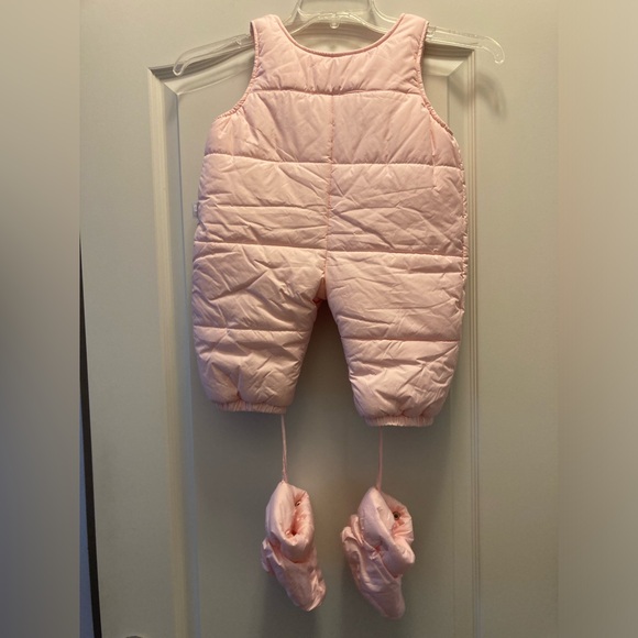 London Fog Pink Snow Bib with attached booties - size 12 months - NWOT - Picture 3 of 7
